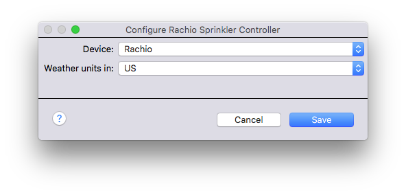 Sprinkler Config Dialog