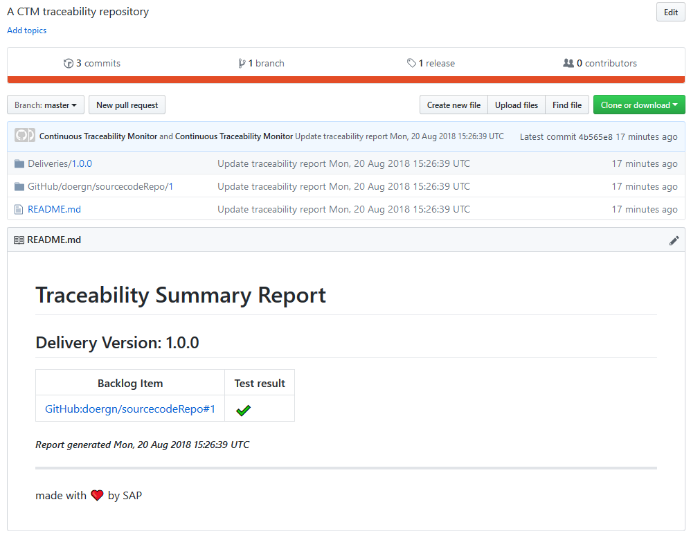 Traceability delivery readme